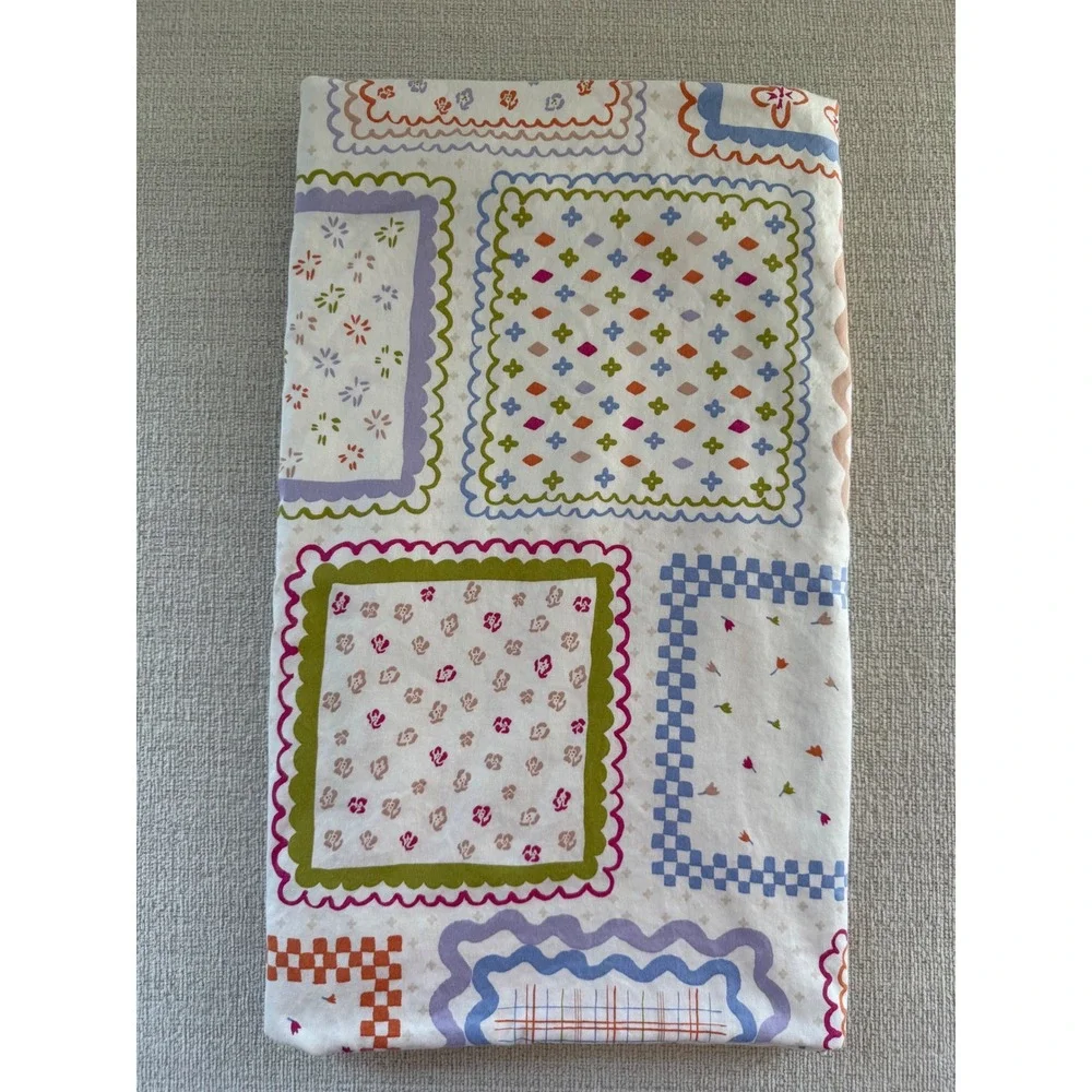 Brooklinen Garden Patchwork Queen Flat Sheet Classic Percale Scallop Floral Pink